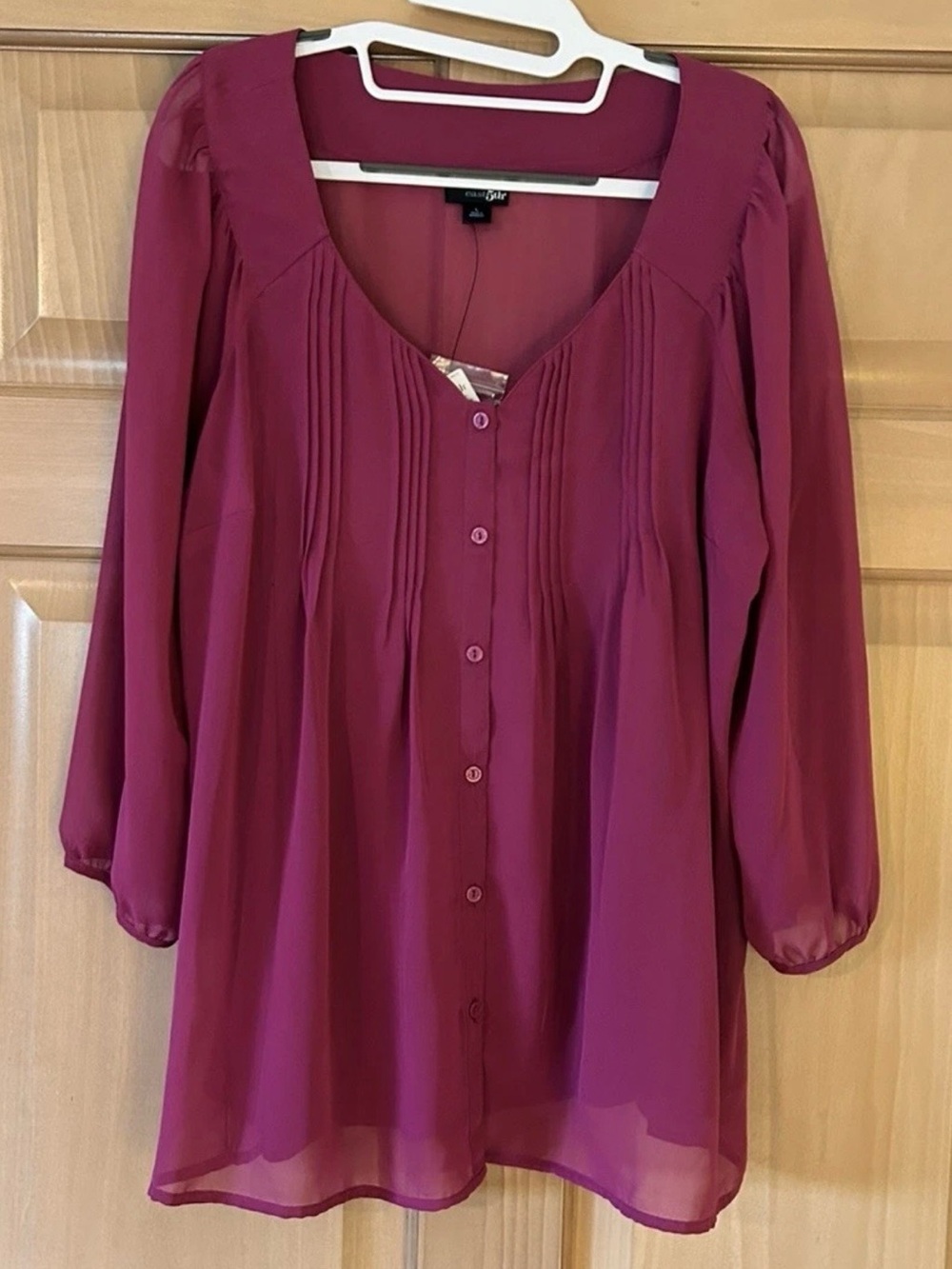 NWT East 5th Women's Boysenberry Jam Button Down With Camisole Size L Boho